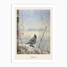 Vintage Winter Animal Painting Poster Grouse 1 Art Print