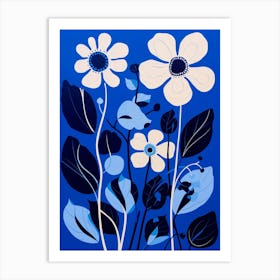 Blue Flower Illustration Oxeye Daisy 1 Art Print