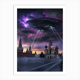 Ufos Over Moscow Art Print