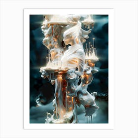 "Futuristic City: Fantasy Castle with Resin Figurine" Art Print