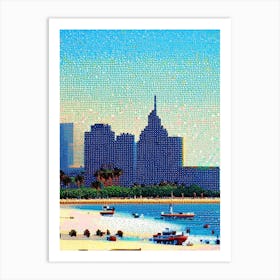 Long Beach, City Us  Pointillism Art Print