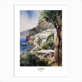 Capri Watercolour Travel Poster 5 Art Print