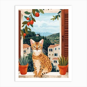 Bengal Cat Storybook Illustration 2 Art Print