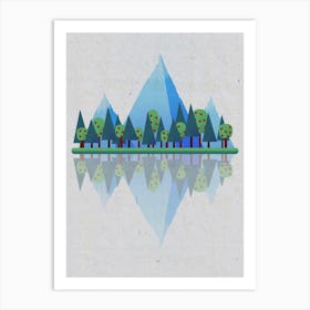 Mountain Landscape Mountain Forest Trees Digital Art Art Print