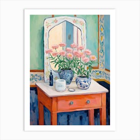 Bathroom Vanity Painting With A Queen Anne S Lace Bouquet 4 Art Print