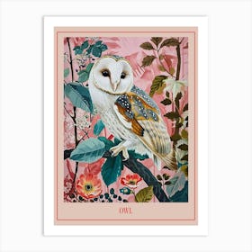 Floral Animal Painting Owl 3 Poster Art Print