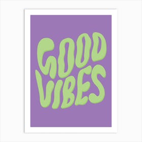 Retro Good Vibes Acid Green Art Print