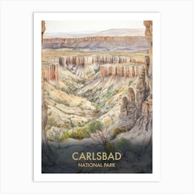 Carlsbad National Park Watercolour Vintage Travel Poster 4 Art Print
