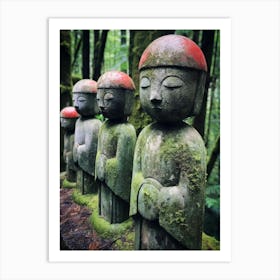 Jizo Statues Japanese Style Illustration 4 Art Print