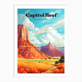 Capitol Reef National Park Utah Adventure Travel Illustration Art Print