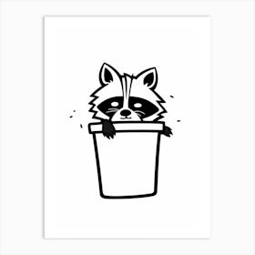 A Minimalist Line Art Piece Of A Cozumel Raccoon 4 Art Print