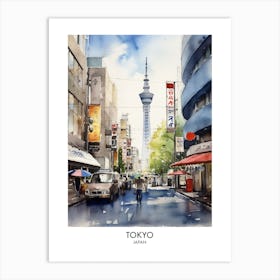 Tokyo Japan Watercolour Travel Poster 3 Art Print