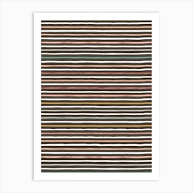 Marker Stripes Colorful Dark Brown Art Print