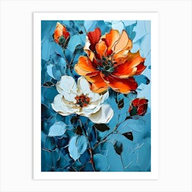 Orange And White Flowers 1 Art Print