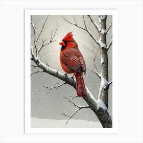 Cardinal In Snow Art Print