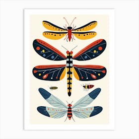 Colourful Insect Illustration Damselfly 6 Art Print