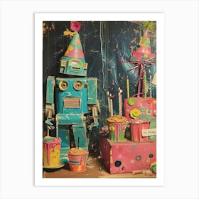 Retro Robot Kitsch Birthday Party 2 Art Print