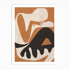 Abstract Figure Orange Black Art Print