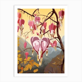 Bleeding Heart Dicentra 5 Flower Painting Art Print