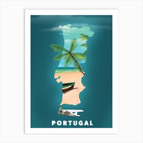 Portugal Travel map Art Print