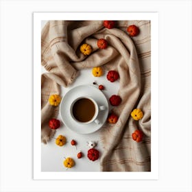 Cup Of Coffee With Pumpkins Art Print