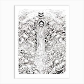 Line Art Inspired By The Last Judgment 1 Art Print