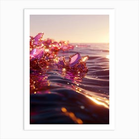 Pink Crystals In The Water Art Print