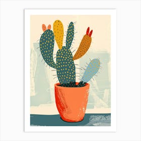 Pincushion Cactus Minimalist Abstract Illustration 4 Art Print