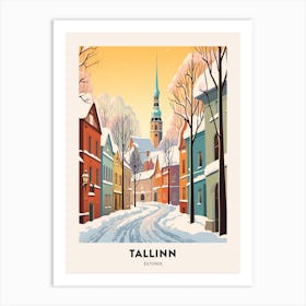 Vintage Winter Travel Poster Tallinn Estonia 1 Art Print