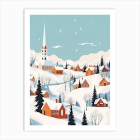 Retro Winter Illustration Abisko Sweden Art Print