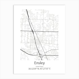 Ensley,United States Minimalist Map Art Print