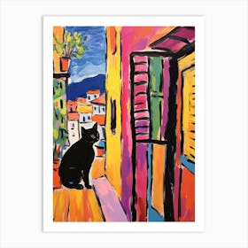 Painting Of A Cat In Spoleto Italy 3 Art Print
