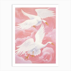 Pink Ethereal Bird Painting Swan 2 Art Print