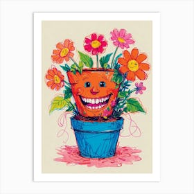Smiley Face In A Flower Pot Art Print