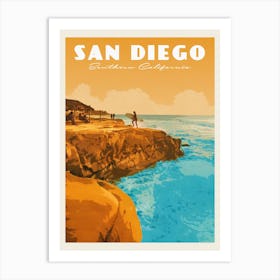 San Diego California Sunset Travel Poster Art Print