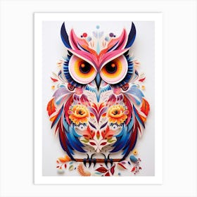 Scandinavian Bird Illustration Eastern Screech Owl 4 Art Print