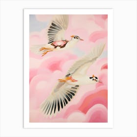 Pink Ethereal Bird Painting Lapwing 2 Art Print