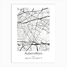 Aubervilliers,France Minimalist Map Art Print