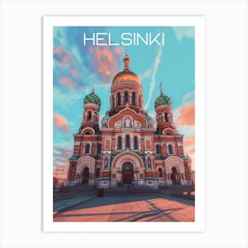 Colourful Finland Helsinki travel poster Art Print Art Print