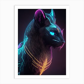 Neon Cat Art Print