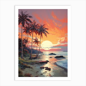 A Vibrant Painting Of Eagle Beach Aruba 1 Art Print