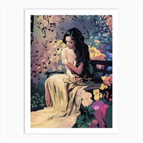 Woman Listening To Music 18 Art Print