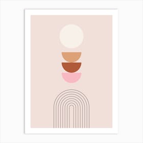 Mid Century Modern | 08 - Sun And Rainbow Blush Pink Art Print