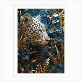 Leopard With Flowers 1 Art Print