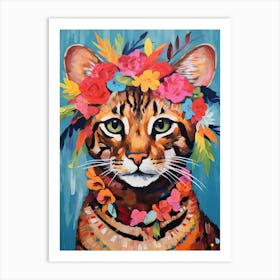 Ocicat Cat With A Flower Crown Painting Matisse Style 2 Art Print