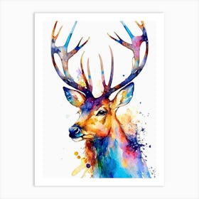 Reindeer Water color Art Print