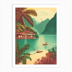 Ilha Grande Brazil Vintage Sketch Tropical Destination Art Print