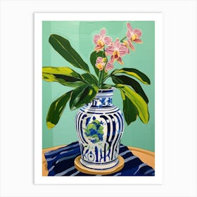 Flowers In A Vase Still Life Painting Orchid 1 Art Print