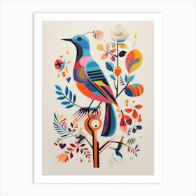 Colourful Scandi Bird Sparrow 2 Art Print