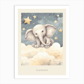 Sleeping Baby Elephant Nursery Poster Art Print
